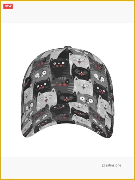 Adjustable Baseball Cap with Cats Print main image 5
